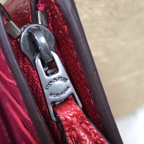 Coach Metallic Medium Corner Zip Wallet Hot Pink - Picture 5 of 7